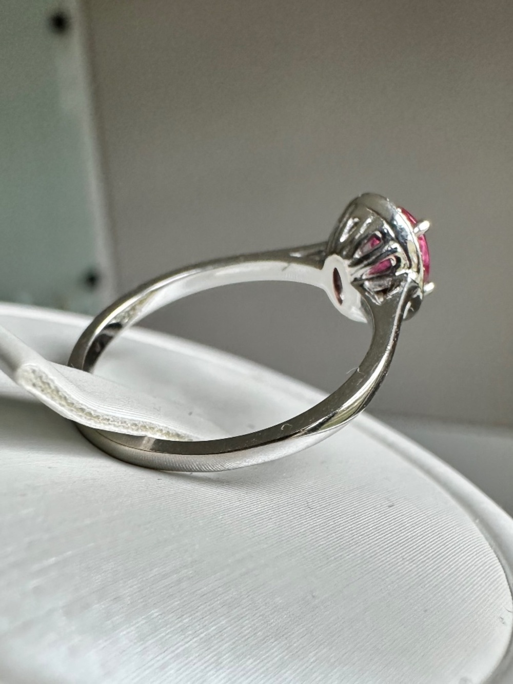 💖 14k White Gold Pink Tourmaline & Diamond Halo Ring ✨ Size 7 - Picture 5 of 10